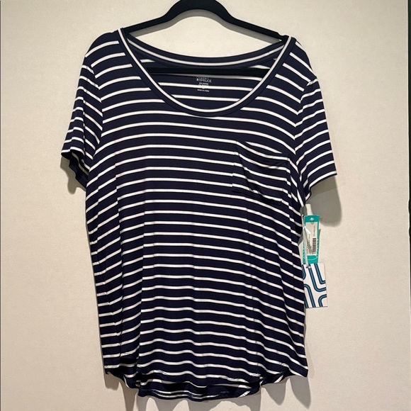 Market & Spruce- Elaine Pocket Short Sleeve Tee. Size XXL. Navy. Stripes. NWT - Picture 5 of 15